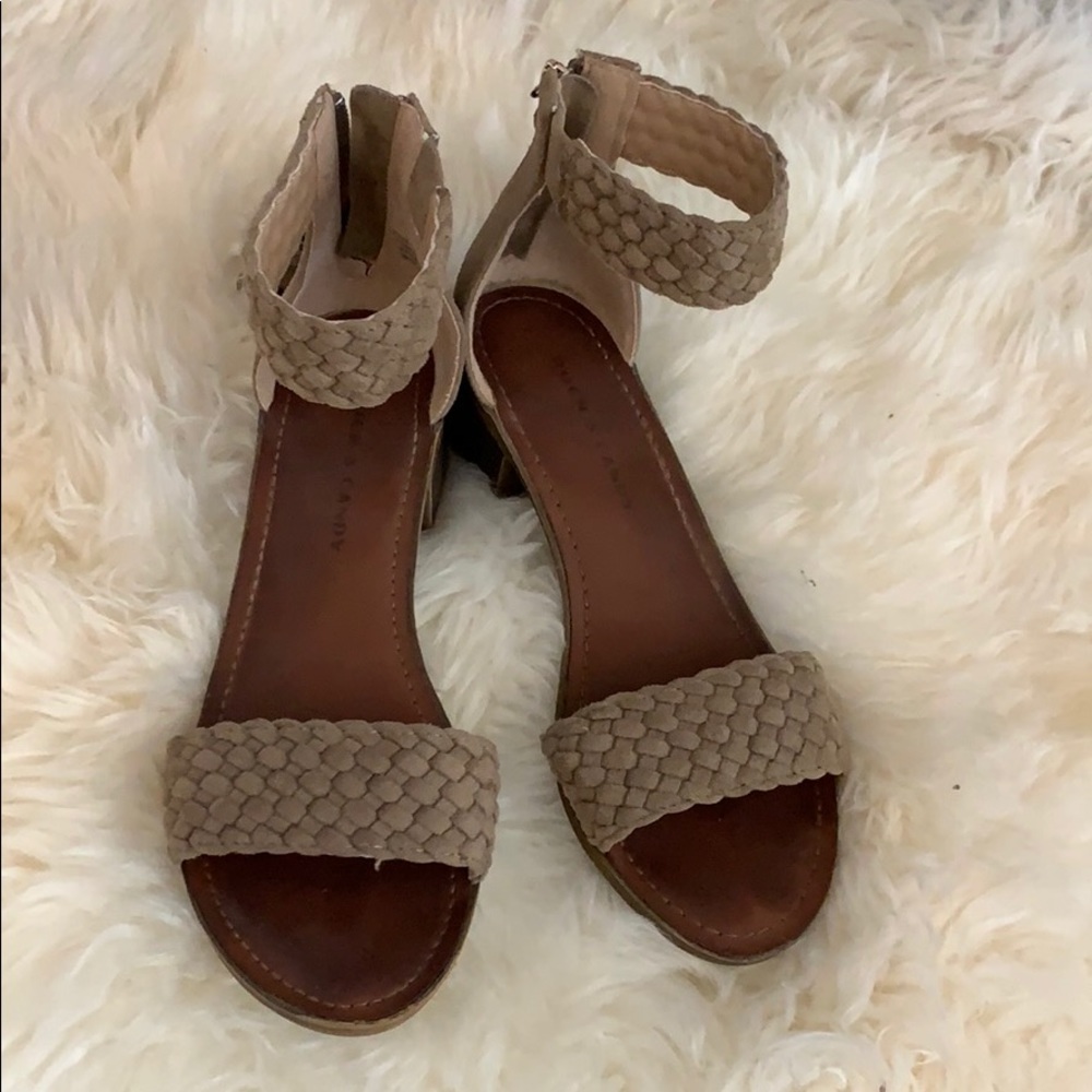 Over the toe strap sandals with a small heel